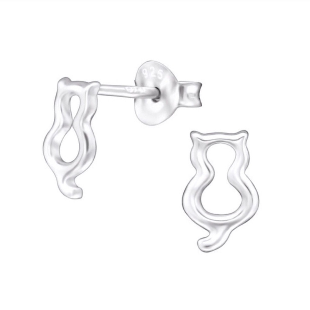 925 Sterling Silver Cat Silhouette Earrings